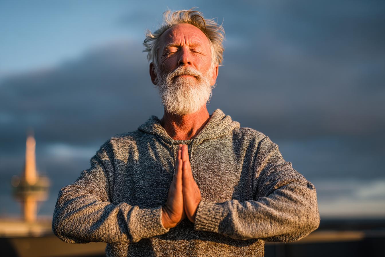 Щаслива група людей старшого віку після заняття йогою на природі